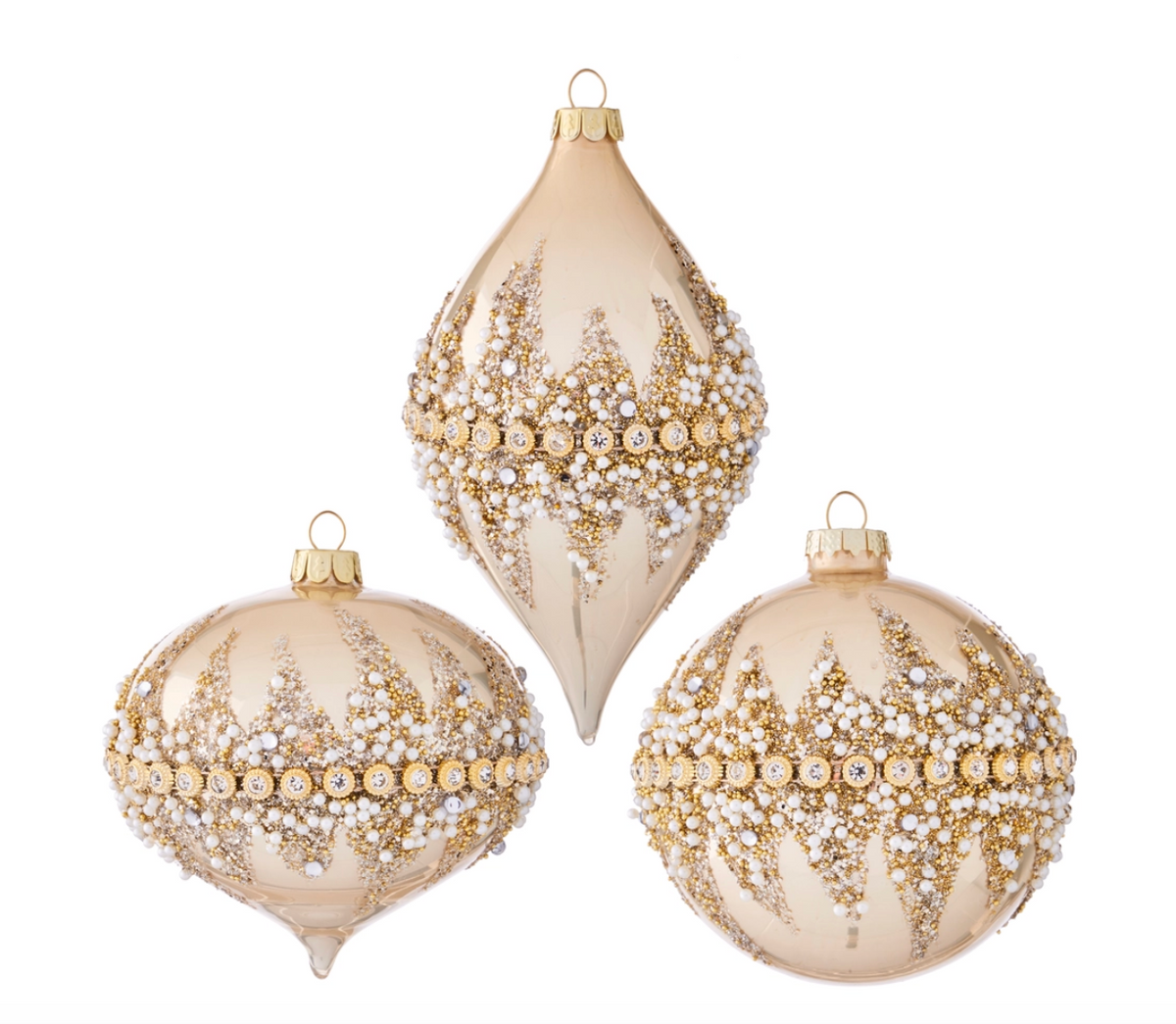 4in Gold Seed Beaded Ornament