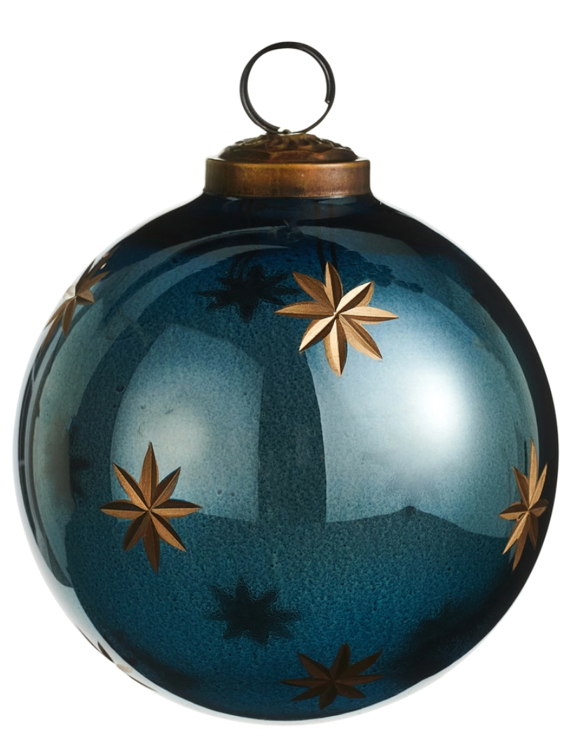 4" Etched Blue Star Ornament