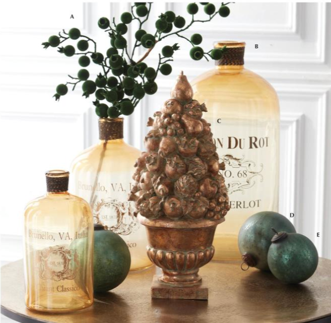16.75in Resin Bronze Fruit Topiary