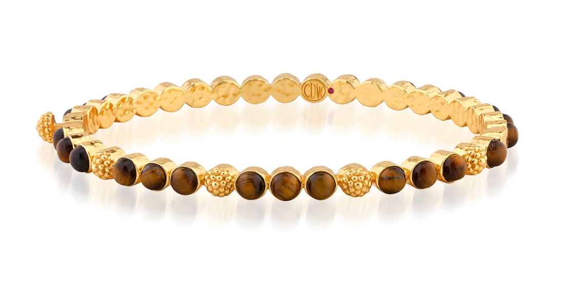 Berry Gem Petite Hinged Bangle - Tigers Eye