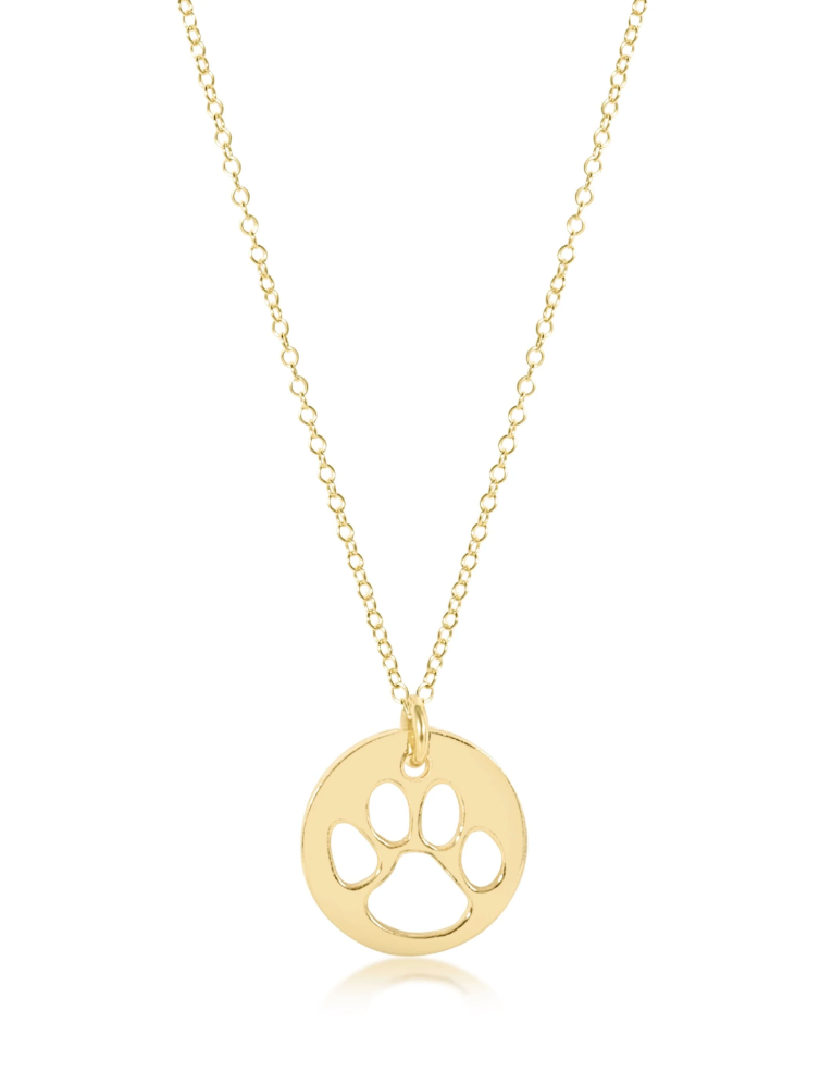 16in Necklace Gold Paw Print Gold Disk