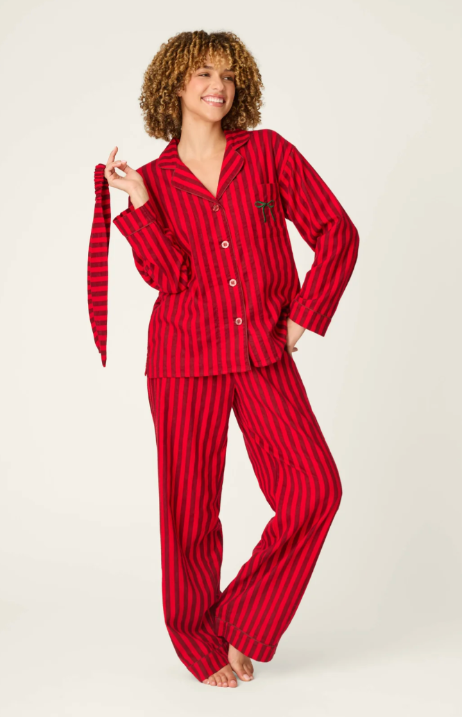 PJ Set Bow Icon 3-Piece Long Sleeve Flannel Pajamas