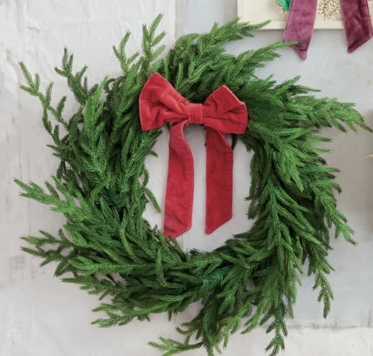 Red Cotton Velvet Clip-on Bow