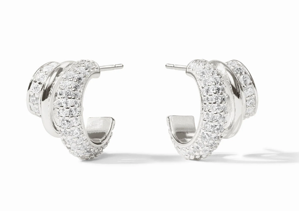 Silver Stardust Triple Hoop with Cubic Zirconias