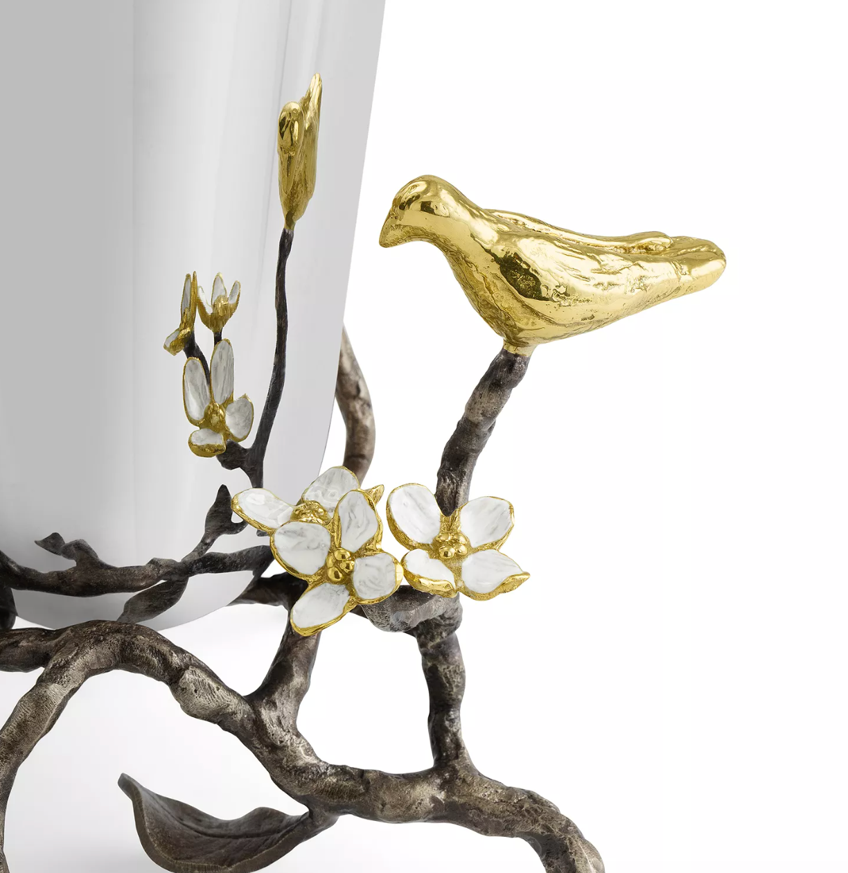 Lovebirds Silver & Gold Small Vase