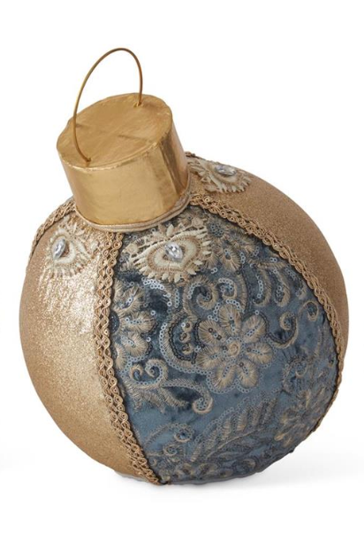 Blue Gold Fabric Jewels Orn