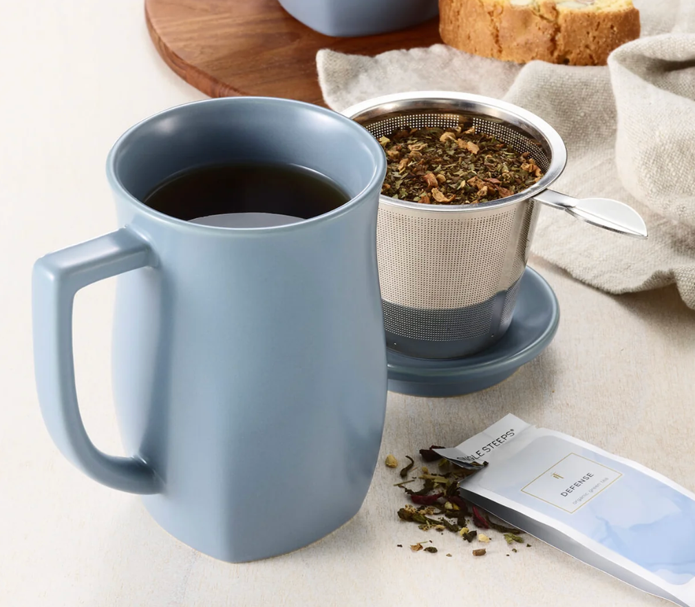 Fiore Stone Blue Steeping Cup with Infuser