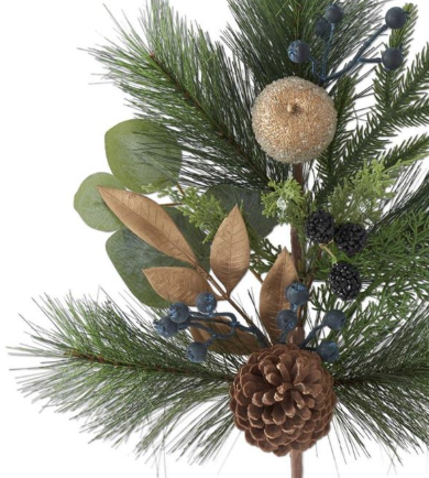 28in Mixed Pine Stem w/Gold Leaves, Apples & Blueberries