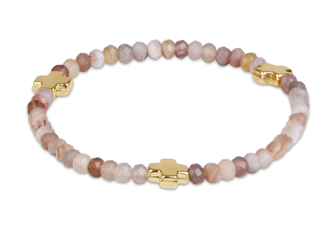 Ext Signature Cross Gold 4mm Gemstone Bracelet