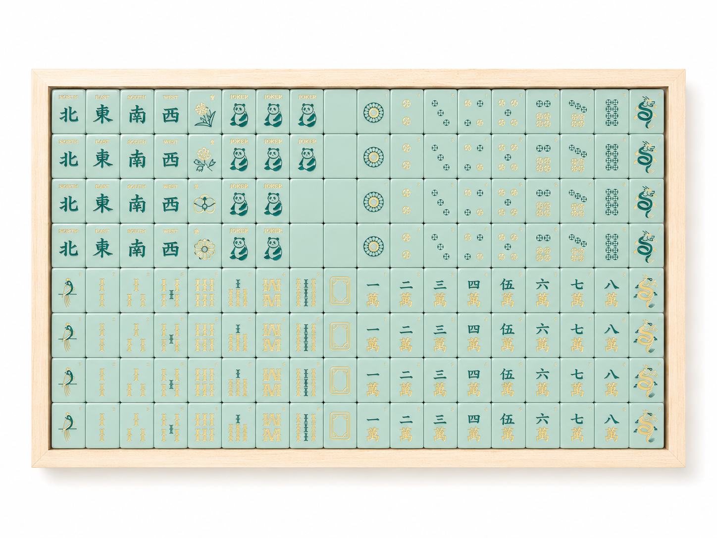 Tradewind Mahjong Tiles - Mint & Sea