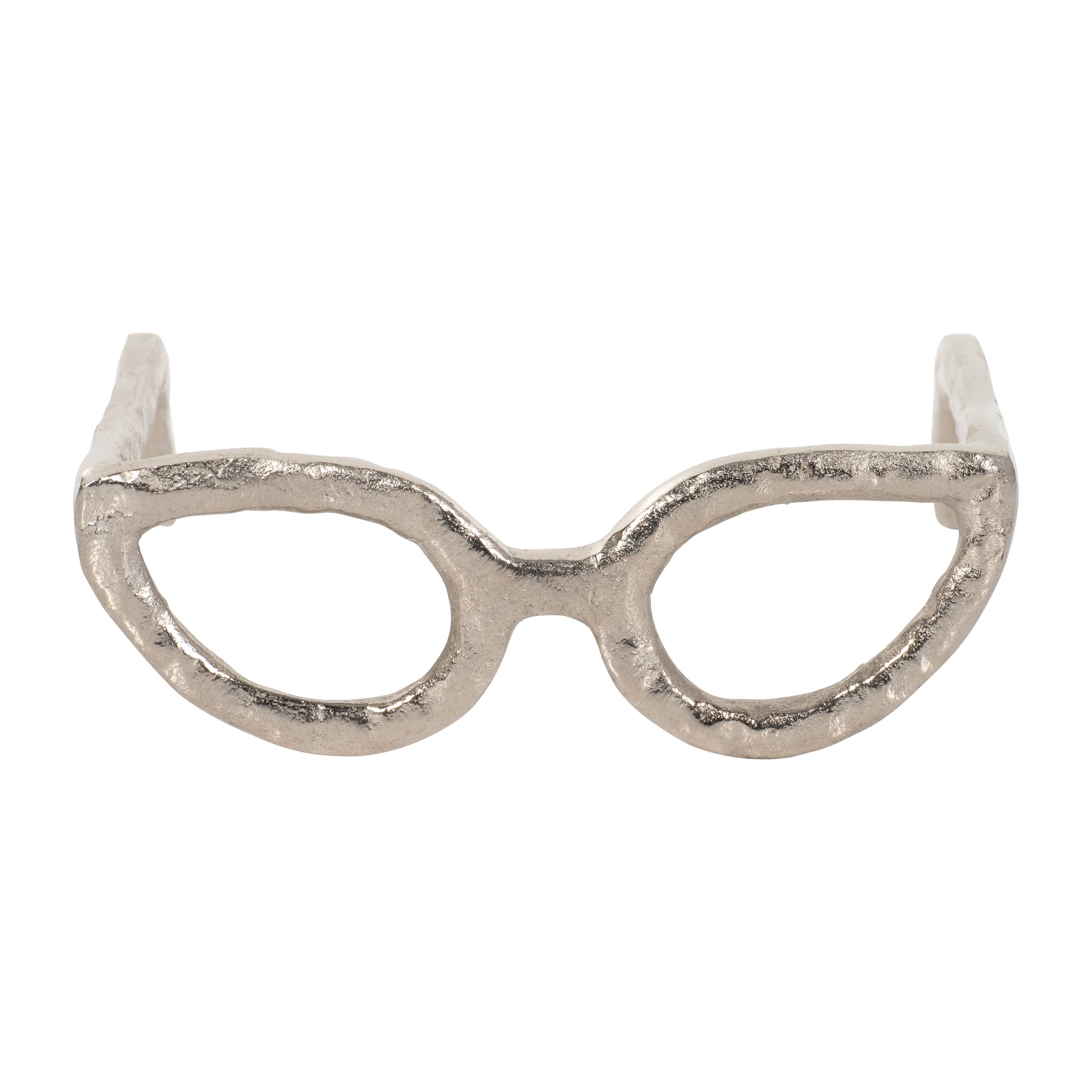 Silver Metal Cat Eyeglasses Sculpture