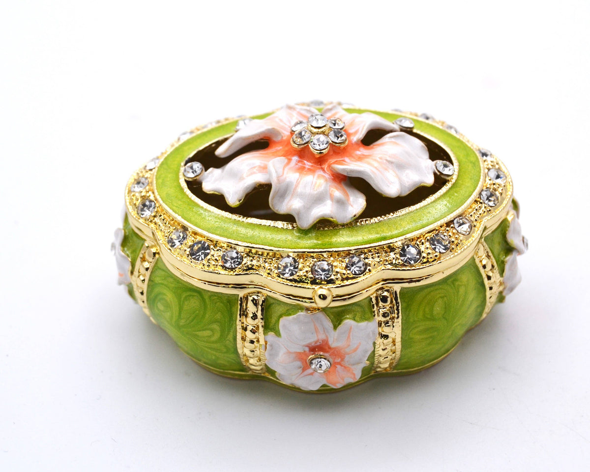 Oval Shape Floral Trinket Box