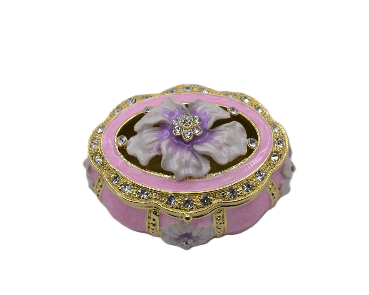 Oval Shape Floral Trinket Box