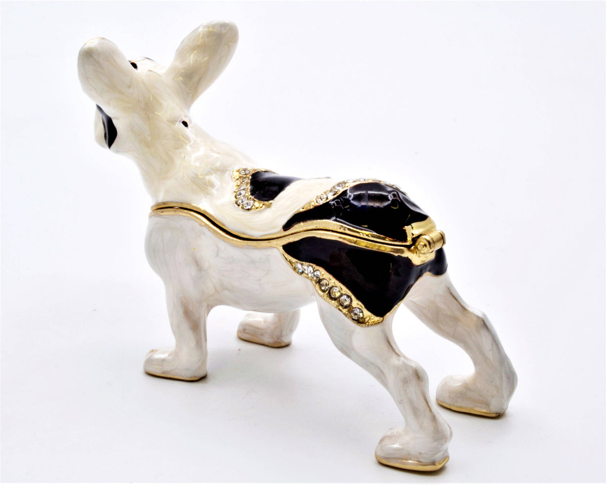 Boston Terrier Dog Trinket Box with Austrian Crystals