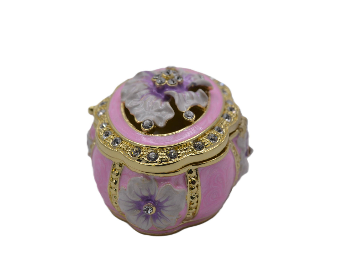 Oval Shape Floral Trinket Box