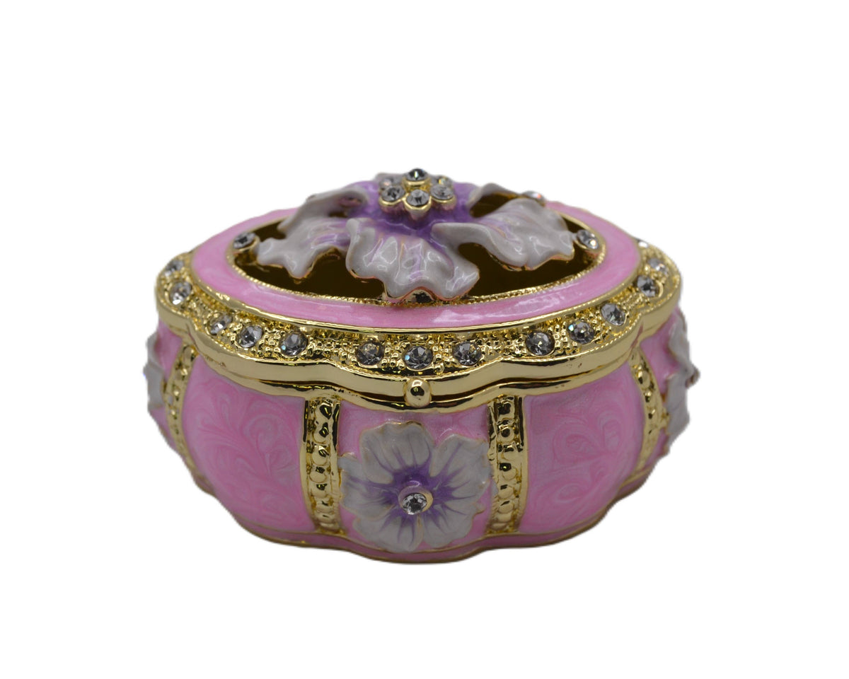 Oval Shape Floral Trinket Box