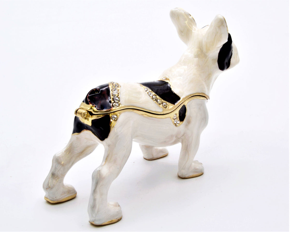 Boston Terrier Dog Trinket Box with Austrian Crystals