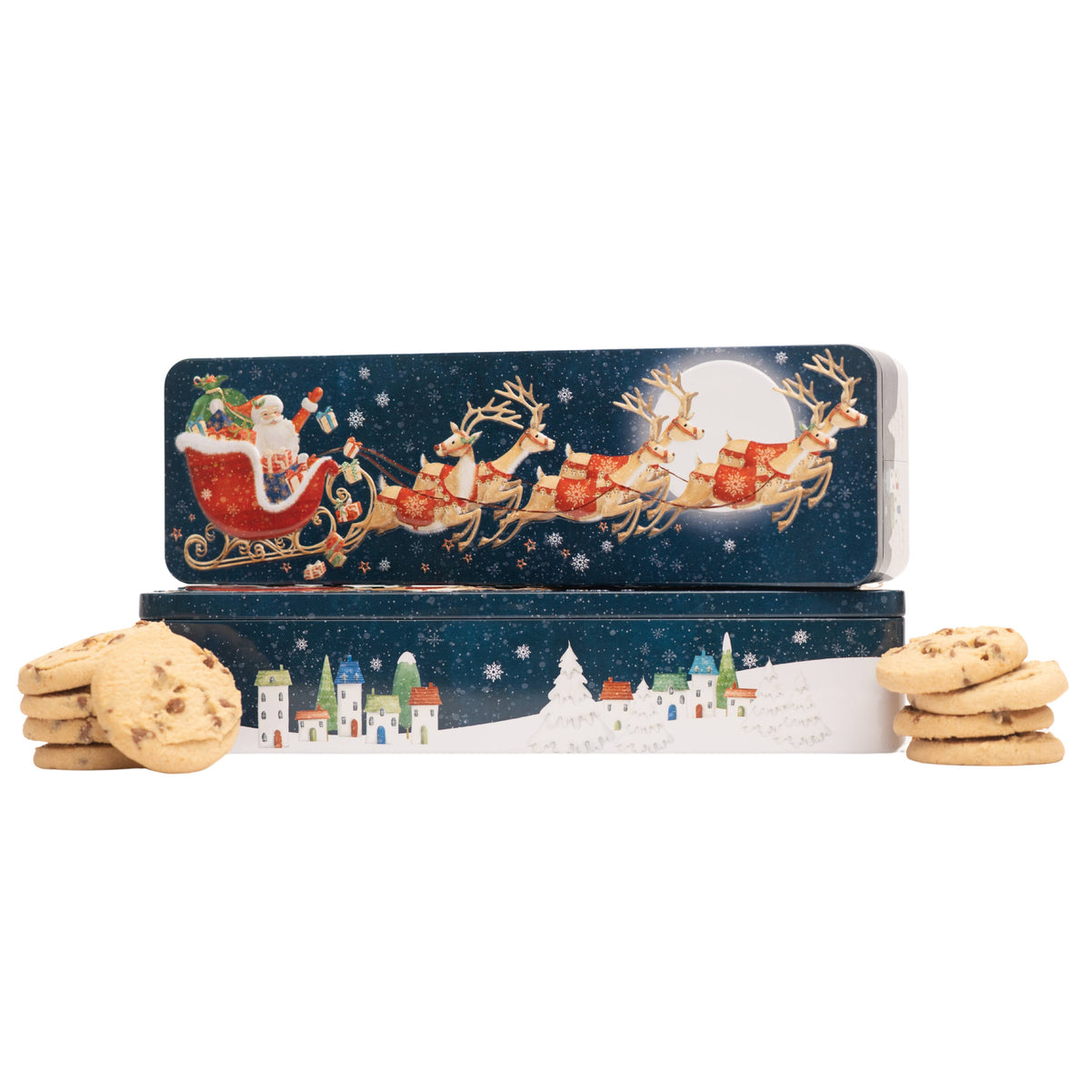 Christmas Flying Santa tin