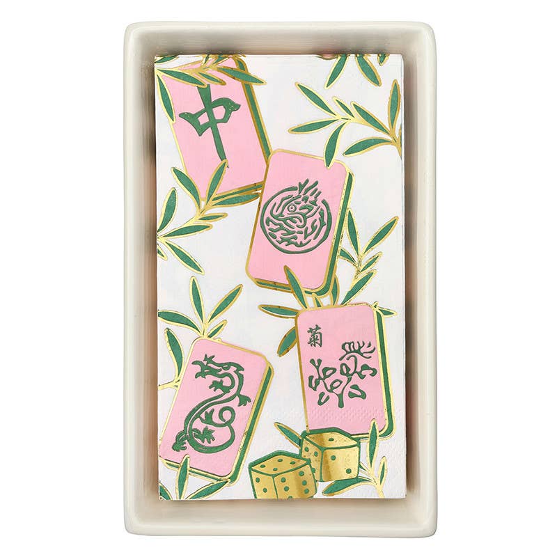 Tiles Ceramic Guest Napkin Tray & Napkins