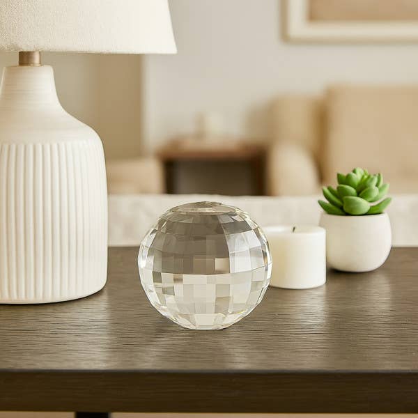 5in Glass Crystal Faceted Orb