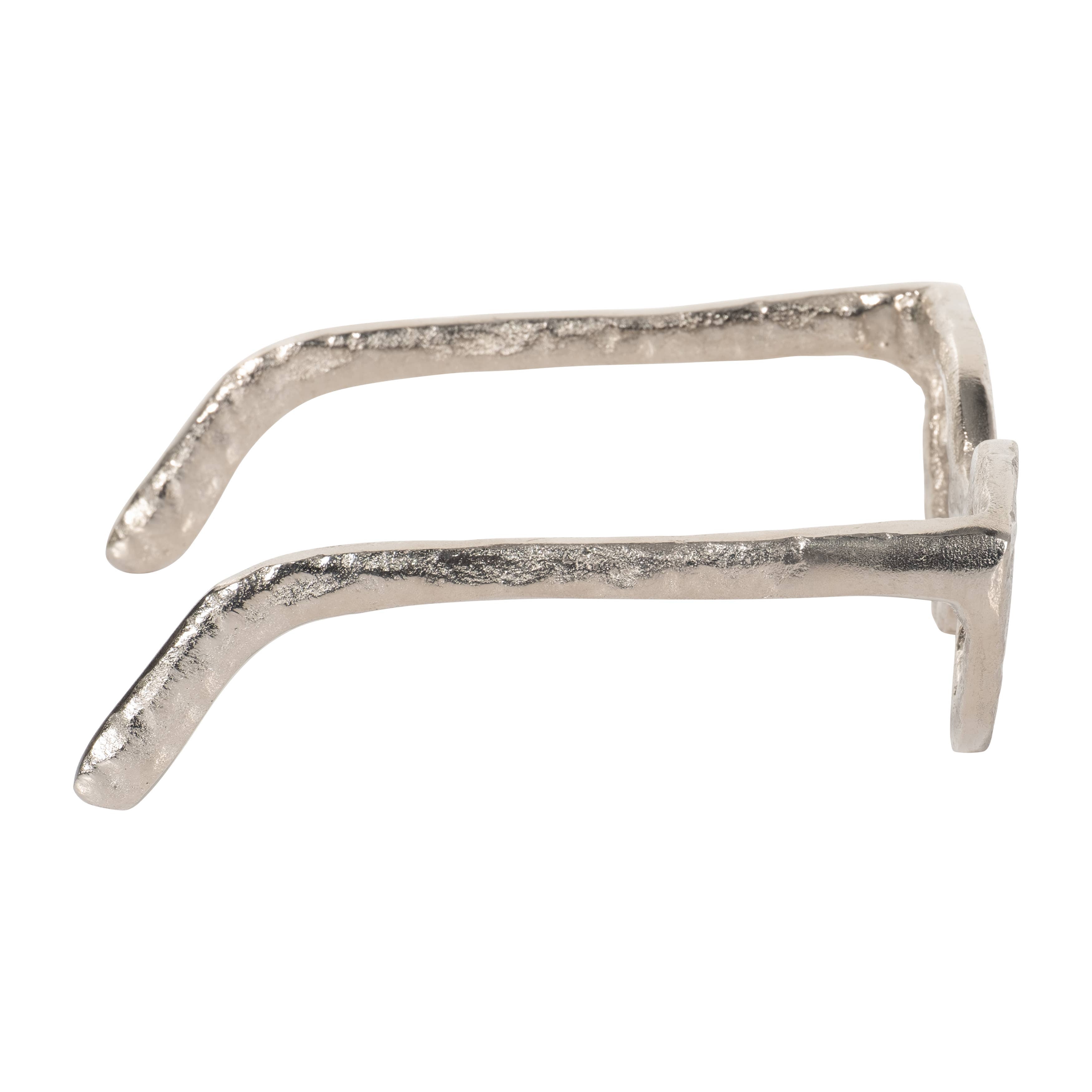 Silver Metal Cat Eyeglasses Sculpture