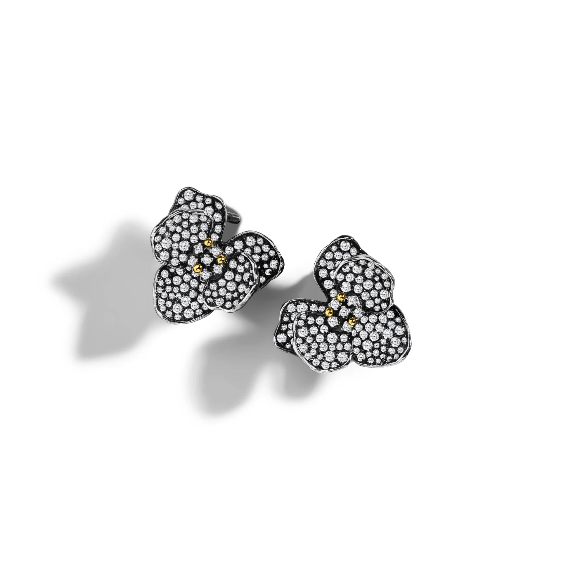 Orchid Earrings with Diamonds — Black Rhodium