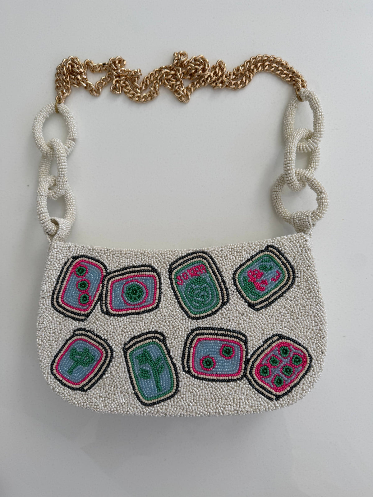 Ivory/Blue MAHJONG handbag