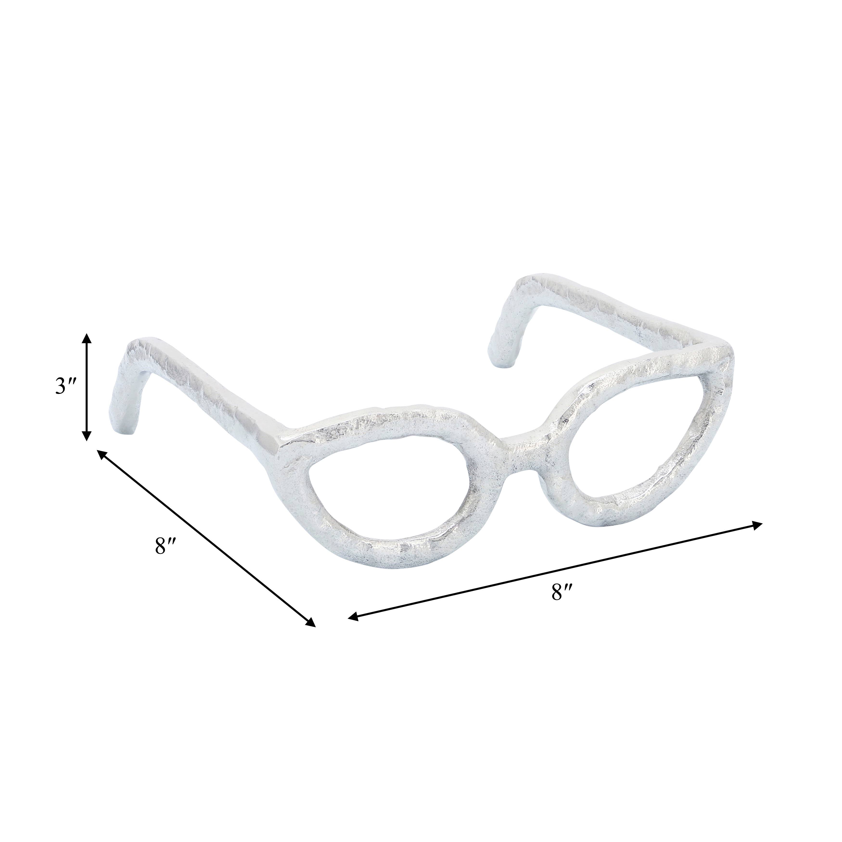 Silver Metal Cat Eyeglasses Sculpture