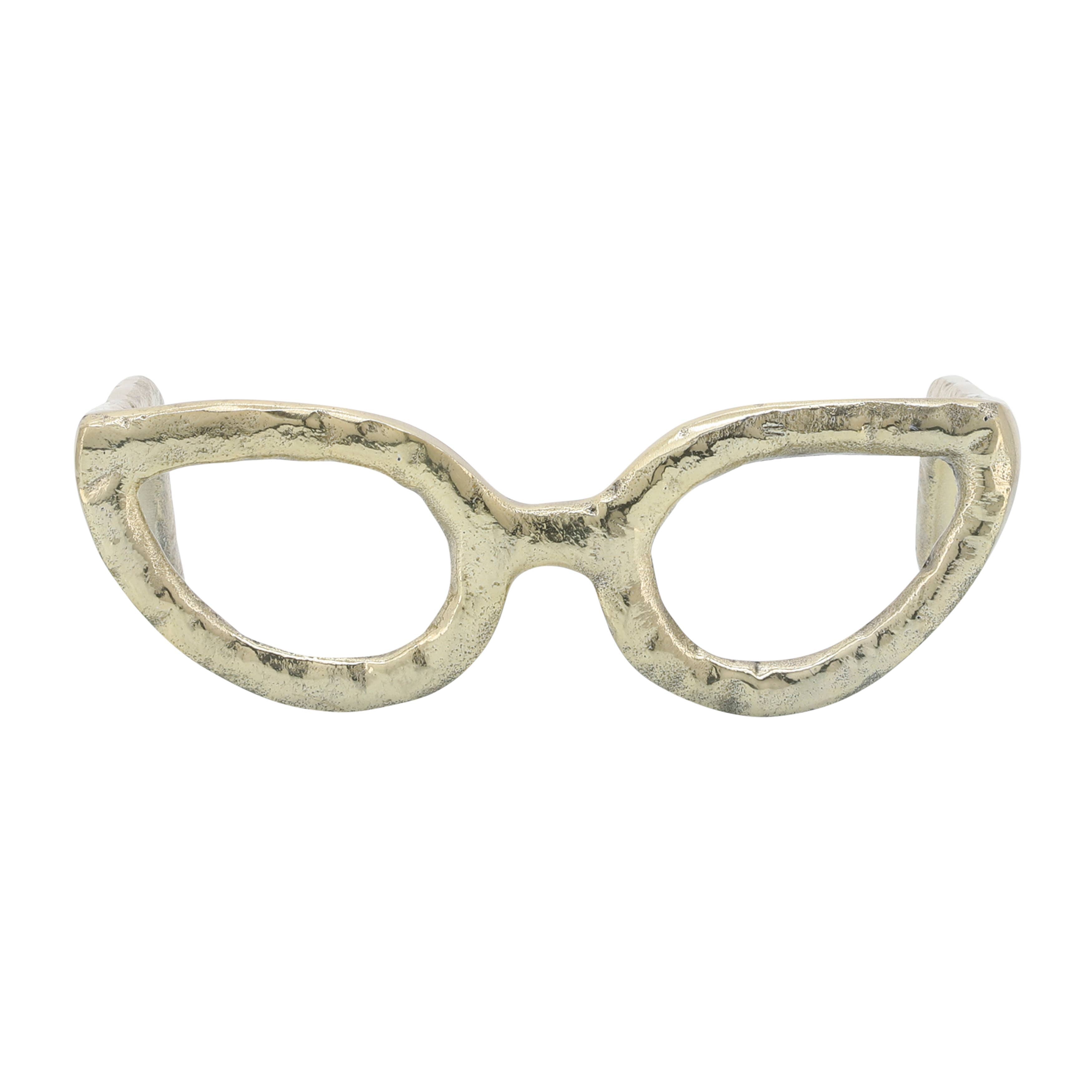 Gold Metal Cat Eye Glasses Sculpture