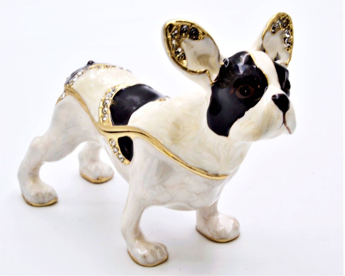 Boston Terrier Dog Trinket Box with Austrian Crystals