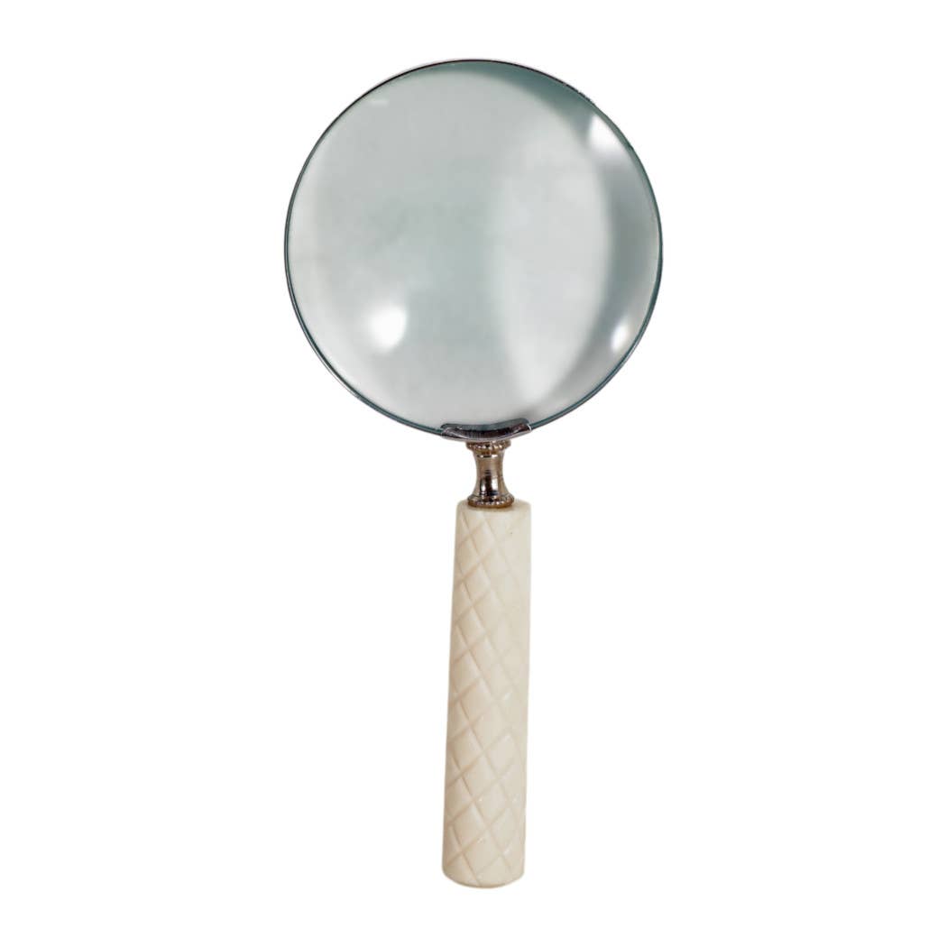 White Resin Diamond Carved Magnifying Glass