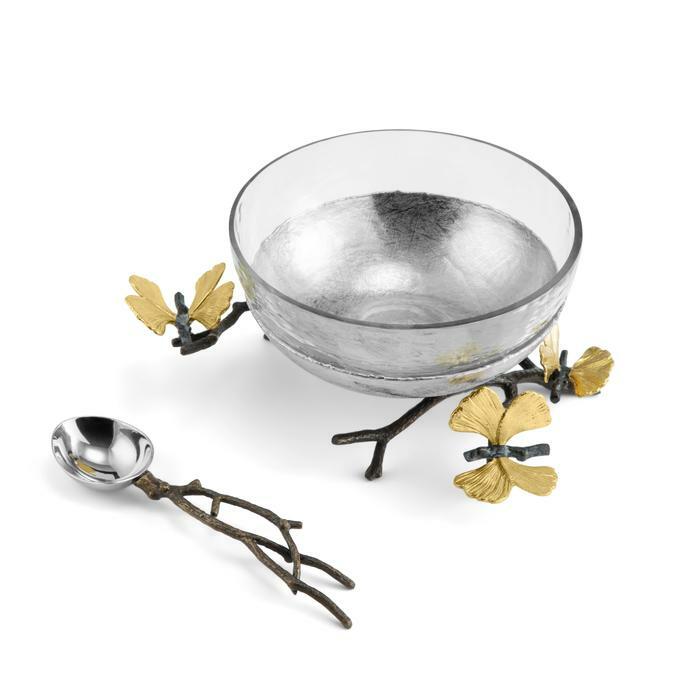 Butterfly Ginkgo Glass Serving Dish