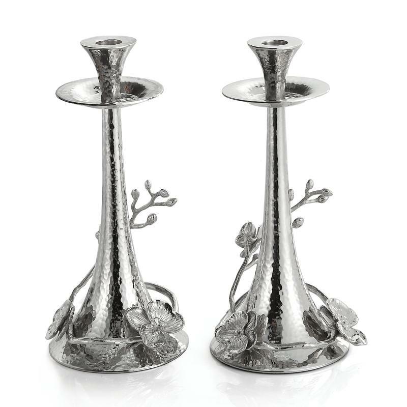 Set of 2 White Orchid Tapers