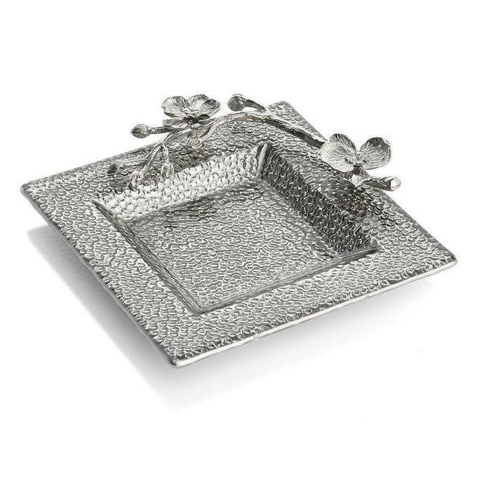 White Orchid Glass Snack Dish