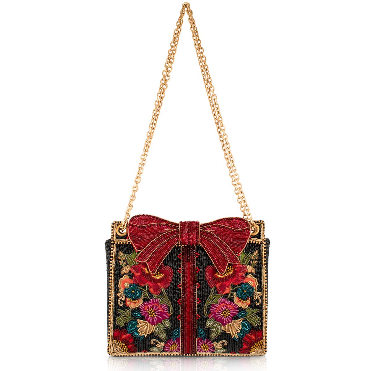 Gifted Floral Bow Beaded and Embroidered Crossbody Handbag