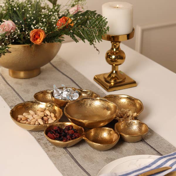 Gold Textured 9-Bowl Platter