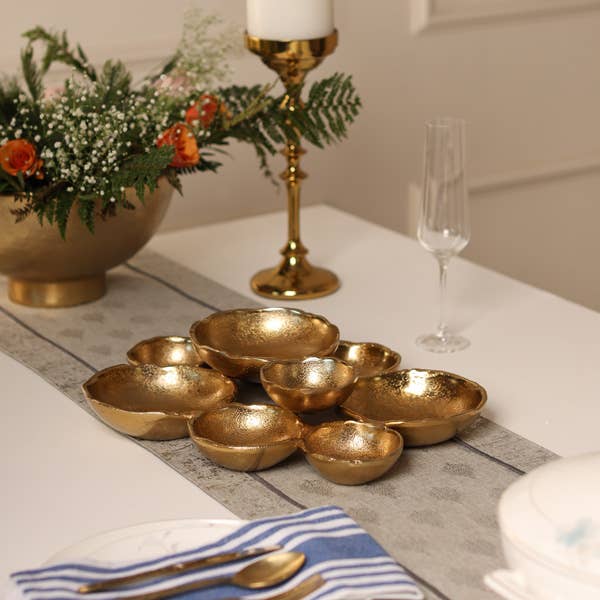 Gold Textured 9-Bowl Platter