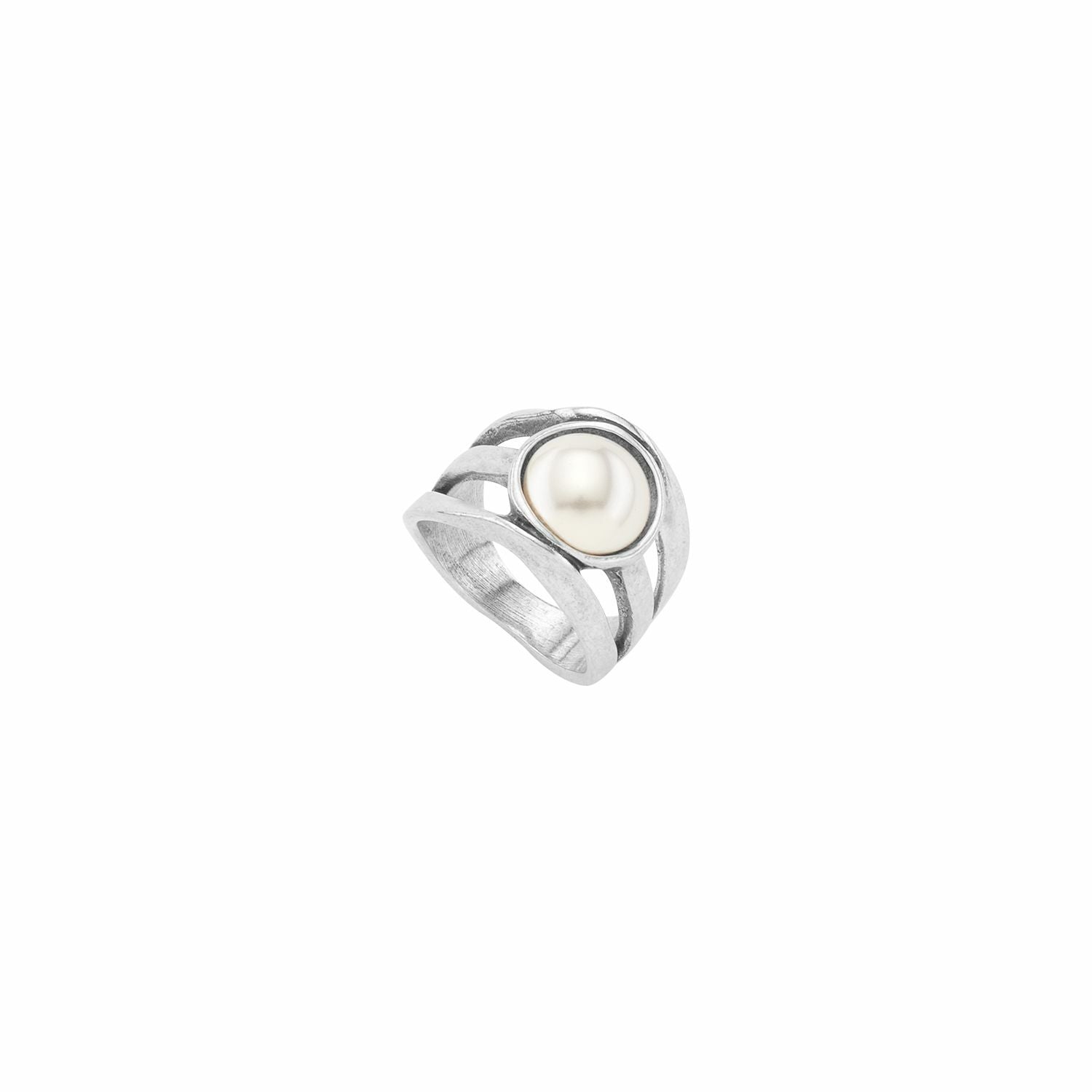 Lucky Strike Silver Pearled Crystal Ring