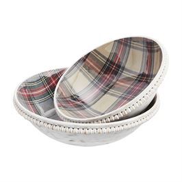 Set of 2 Tartan Enamel Bowls