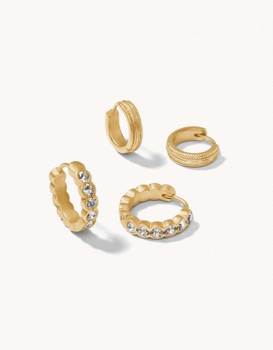 668774 Simple Hoop Earring Set Gold