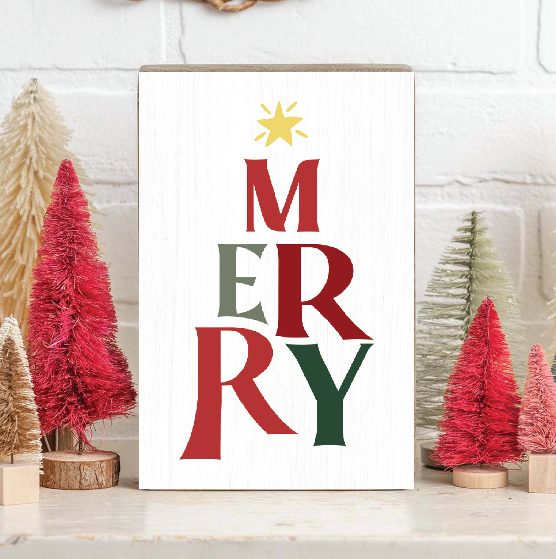 Merry Block Sign | Christmas Decor | Wood Block Sign