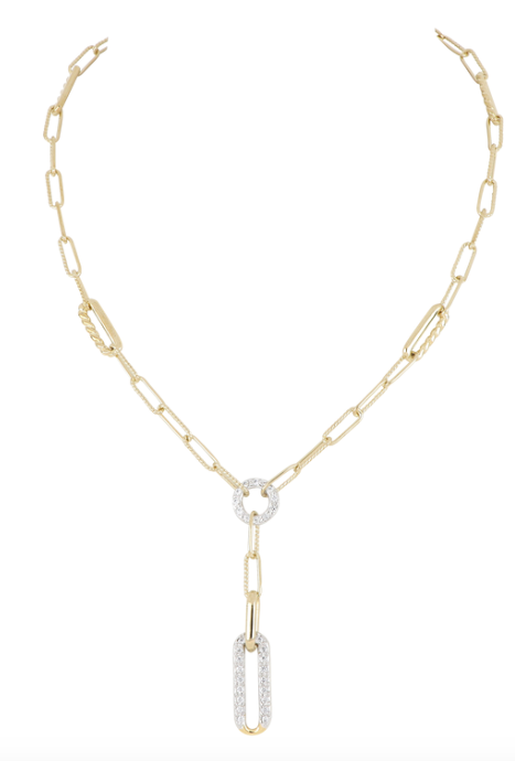 N5358 Diamante Circle with Pave Link Y Necklace