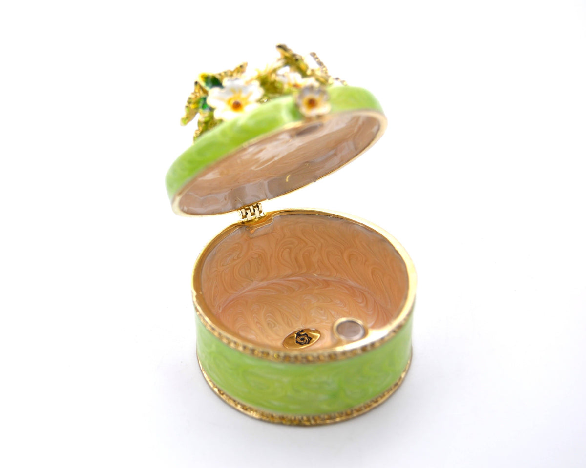 Round Shape Floral Trinket Box