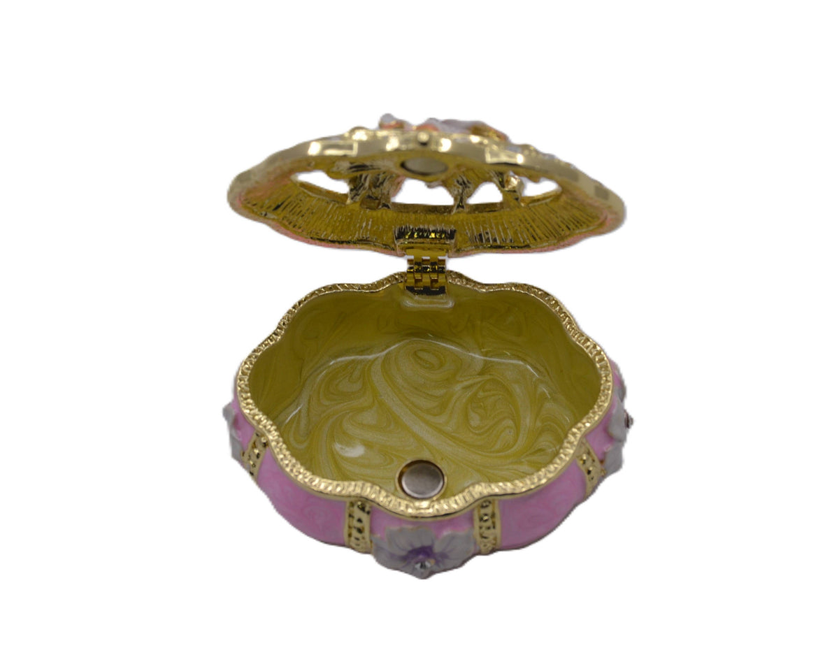 Oval Shape Floral Trinket Box