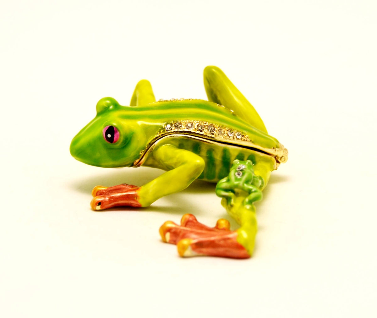 Leaping Frog with Baby Trinket Box