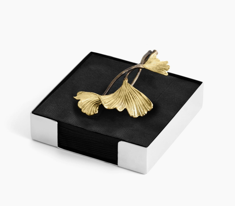 132103 Golden Ginkgo Cocktail Napkin Holder