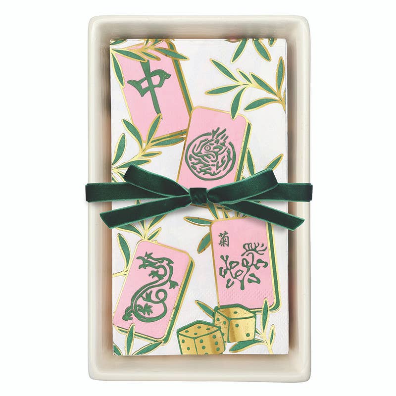 Tiles Ceramic Guest Napkin Tray & Napkins