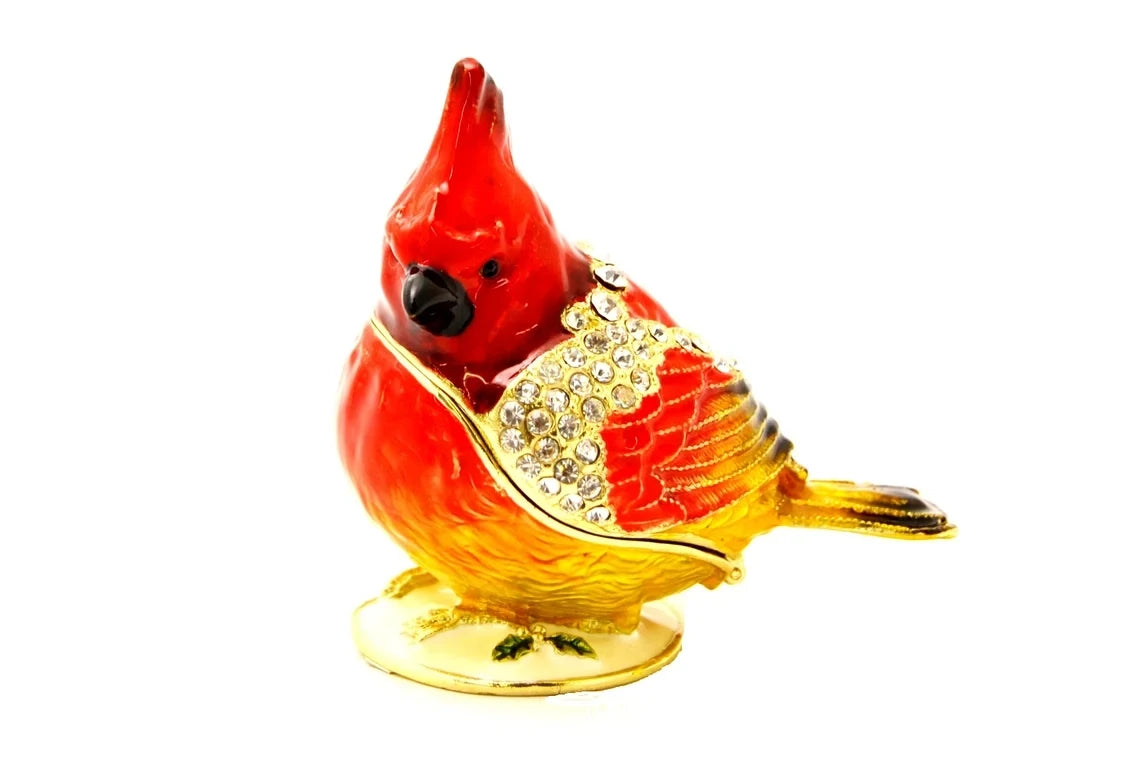 Mini Cardinal Jeweled Trinket Box