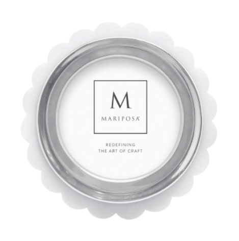 White Acrylic Scallop Round Frame 8030W