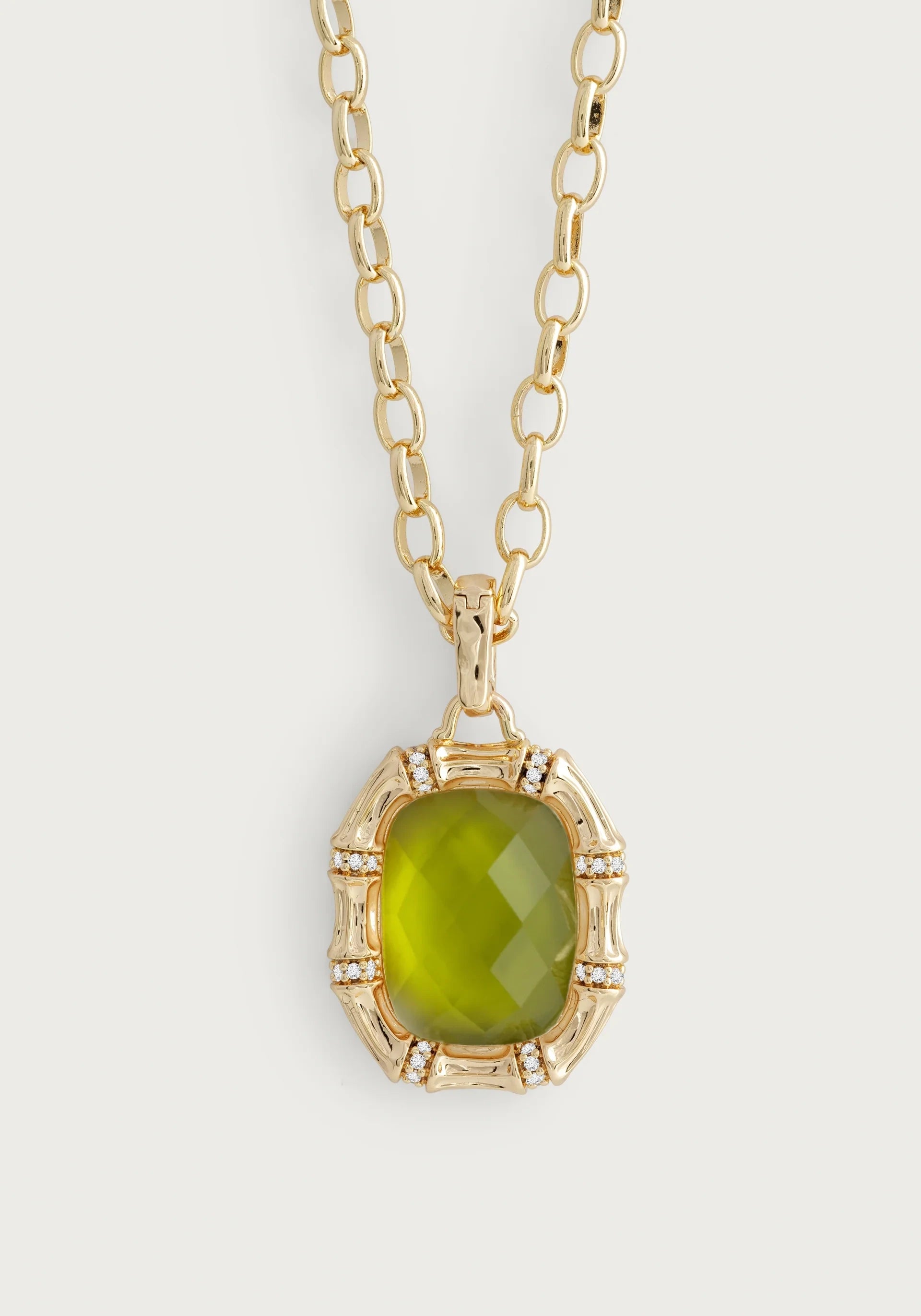 Bamboo With Stone Pendant Necklace